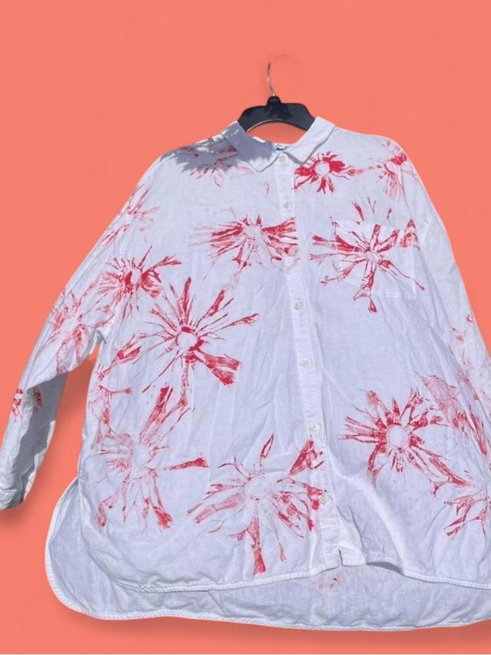 OLD NAVY boyfriend button down shirt with floral accent